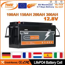 PowMr 100AH 150AH 200AH 300AH 12.8V Akumulator litowo-jonowy Life epo4 z BMS do kampera, pojazdu elektrycznego, na kemping, długi żywotność, więcej niż cykli