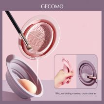 GECOMO Bunte, faltbare Make-up-Pinsel-Reinigungsschüssel und Matte aus weichem Silikon, geeignet für die Reinigung von Puderquasten und Lidschattenpinseln