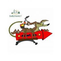 EARLFAMILY Cartoon Car Sticker FOR Wile E Coyote ACME Rocket Vinyl Decal Anime Car Styling Waterproof Car Accessories