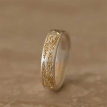 Trendy Golden Lines Flower Ring For Lady Wedding Accessories Blessing Heart Sutra Ring Women Jewelry Adjustable