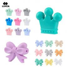 LOFCA Silikon-Kronenperlen, 10 Stück, Fliege, BPA-frei, lebensmittelecht, Silikonperlen, Halskette, Schlüsselanhänger, Schmuckzubehör