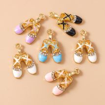 Leslie 10 pz 17x25mm Carino Cristallo Danza Scarpe Da Balletto Pendenti E Ciondoli Misura Per Gioielli FAI DA TE Che Fanno Orecchini Fatti A Mano Collane