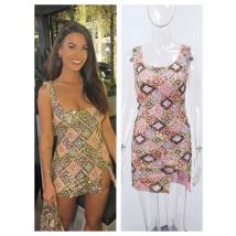 Sommer Party Hosenträger Frauen Kleider Bunte Sparkly Pailletten Hüfte Paket Kurze Robe Sexy Square Neck Hohe Taille Split Club Kleid