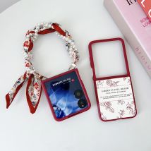 Sketching Flowers with Bracelet Wristband Chain PU Leather Hard PC Shockproof Phone Case For Xiaomi Mix Flip 1 2 Back Cover