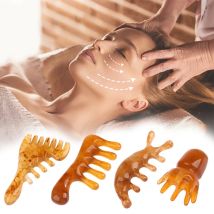 1 Stück Naturharz Horn Taschenkamm Breitzahn SPA Guasha Kopfhaut Massagebürste Haarpflegewerkzeug