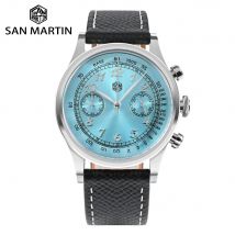 San Martin-reloj analógico de cuarzo para hombre, nuevo accesorio de pulsera resistente al agua 5ATM con cronógrafo, complemento masculino de marca de lujo con espejo de zafiro, 38mm