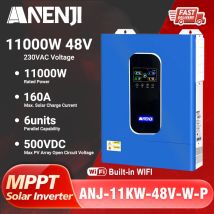 Inverter Solare Ibrido Parallelo ANENJI 11KW 48V 230V On/Off Grid Onda Pura con Regolatore Solare MPPT 500V 160A ﻿