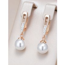Kinel Hot Unique Geometric Pearl Drop Earrings for Women Luxury 585 Rose Gold Silver Color Mix Boho Ethnic Wedding Jewelry