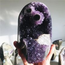 Natürliche Amethyst Geode Kristall Quarz Cluster Traumprobe Energie Heilung Donner Ei