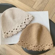 Handgefertigte Fischermütze aus Spitze, süß und lässig, vielseitig, Herbst und Winter, warme Reise-Strickmütze aus Wolle für Damen
