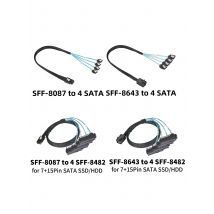 0.5M 1M Mini SAS HD SFF-8643 SFF-8087 to SFF-8482 29Pin with 15Pin Power Connector 4xSATA Cable for Hard Drive Controller Server