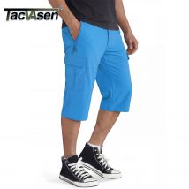 TACVASEN Below Knee Length 3/4 Long Shorts Men's Outdoor Capri Pants Multi Pocket Summer Twill Work Cargo Pants Man