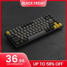 Akko 3084B Plus Nero e Oro Russo/Inglese RGB Tastiera da gioco meccanica wireless hot-swap Multi-modalità BT 5.0/2.4GHz/Tipo-C