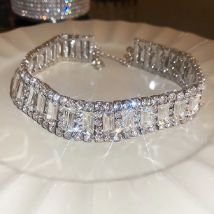 FYUAN Luxus Geometrische Kristall Halsketten für Frauen Kurze Strass Halsketten Damen Statements Schmuck