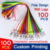 100 Uds llavero impreso personalizado cordón de impresión Personal para titular de insignia y tarjetas de personal impresión personalizada patio terrestre al por mayor