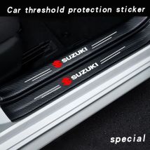 Car with Logo Door Carbon Fiber Sill Protector Stickers for Suzuki Grand Vitara ALTO Ciaz IGNIS Jimny Jeemny Car Accessorie