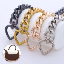 Metal Heart Shape Purse Extender Chain Strap Purse Chain for Accessory Charms, Lengthen Crossbody Shoulder Handbags Strap