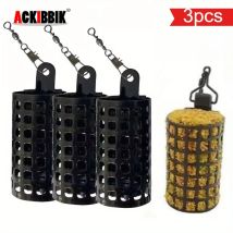 Ackibbik 3pcs Round Square Fishing Feeder Cage Metal Feeders Basket Cage Fishing Lure Cage for Carp Fishing Accessories