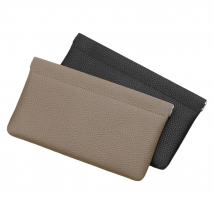 Self-Closing Head Layer Genuine Cowhide Long Wallet Passport Driver's License ID Holder Headphone Data Cable Storage Cash Organi