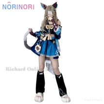 Kirara Cosplay Kostüm Perücke Spiel Genshin Impact Ohrschwanz Kawaii Katze Süßes Kirara Kleid Halloween Kitty Kostüm für Frauen Mädchen