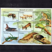 Gambia Post Y1996 Animal Turtle Monkey Hippo Antelope Crocodile Snake 9 New Collectible Postage Stamps Material For Scrapbooking