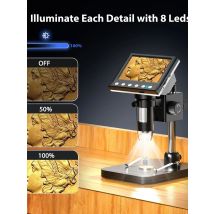Hayve 4.3'' Digital Microscope 1600X USB Microscope 1080p Soldering Microscope with 8 LEDs Compatible with Windows/Mac OS (DM7)