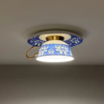 Chinese Style Blue and White Cup Ceiling Lights Dining Room Kitchen Cafe Fixtures Indoor LED Lighting Home Decor Loft Luminaire
