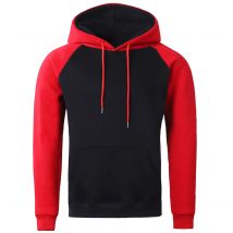 Rosso nero Raglan Splicing felpa con cappuccio da uomo sciolto abbigliamento oversize autunno calore