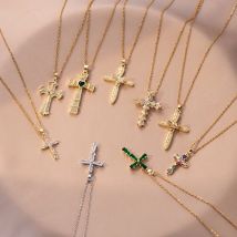 Hip Hop Coole Zirkon Kreuz Halsketten für Frauen Männer Mode Edelstahl Ketten Glänzenden Kreuz Kragen Schmuck Zubehör Geschenke