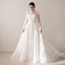 Eightree Elegante Prinzessin Brautkleider Frauen A-Linie Langarm Spitze Brautkleid 2025, Boho Braut Ball Ballkleid Maßgeschneidert
