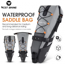 WEST BIKING Borsa da bici Borsa da sella riflettente impermeabile da 10 litri di grande capacità Borsa da coda pieghevole da ciclismo Borsa da bicicletta da strada MTB