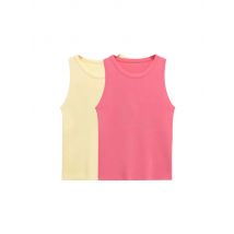 Ärmellose Strickweste für Damen, O-Ausschnitt, einfarbig, Basic, modischer Pullover, schickes Weste-Oberteil für Freizeitkleidung