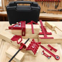 Holzbearbeitungsprojekt-Kombinationsset mit Box, einschließlich Dreieckslineal, Anreißer, Zapfenlehre, Schwalbenschwanzlehre, Positionierungsklemme