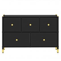 YITAHOME Kommode, Schlafzimmer-Aufbewahrungsschubladen, Schrank mit 5 Schubladen, Stoffschubladen mit Griffen, Schwarz