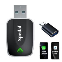 Spedal 2-in-1 Wired to Wireless CarPlay Adapter & Android Auto Wireless Adapter Plug & Play