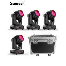 Somspot 4PCS 200W LED Moving Head Lights w/Flight Case Stage Effect Lighting Projector for Party Concert Theater Live Show Club
