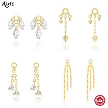 Aide 1PC 925 Sterling Silver Chain Tassel Piercing Earrings Chain Charm Accessories For Woman Shiny Earring Charms Jewelry Gift
