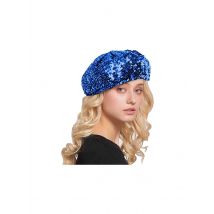 XPeople Sparkly Sequins Beret Hat Glitter Mermaid Cap for Dancing Party Fancy Dress Sequin Flapper Beret Costume Party Cap