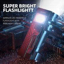 Warsun-linterna LED más potente de 12000Lm, linterna recargable, linterna táctica, lámpara de mano de tiro largo para acampar