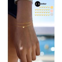 LNCHRAN Edelstahl plattiertes 18K Gold Low Allergy Kupfer Herzbuchstaben Schwanzkette mit Zirkon Detail dekoratives Armband