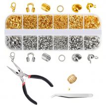 12 Gitter golden silbrig 2-Farben gemischte Karabiner verschluss Split Ring Kit Boxed Schmuck Herstellung Materialien für Armband DIY Zubehör