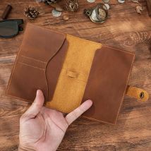Vintage Genuine Full-Grain Leather Travel Journal - 16x11.5x2cm Notebook, Passport Cover, Writing Diary for Outdoor Adventures,
