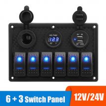 12 V 24 V 6 Gang Schalttafel Mit Voltmeter USB Ladegeräte 3,0 Zigarre Leichter Adapter Port Splitter Lichter Toggle auto Zubehör