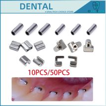 10/50 stücke Kieferorthopädische Crimpbare Haken Mini Stoppt Dental Bondable Kreuz Doppel Rohr Lingual Taste Traktion Metall Materialien