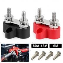Terminal Block Stud 1/4" M6 M8 M10 80A 48V Bus Bar Dual Power Distribution Post Heavy Duty Positive Negative for Truck RV Boat