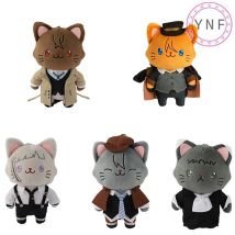 Ausgestopfte Anime echte bewegliche Bungou streunende Hunde Nakajima Atsushi Augen maske Katze Plüsch Puppe Anhänger Spielzeug 14cm Dazai Edogawa Ranpo Geschenk