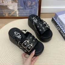 Neue Dicke Sohle Punk Sandalen Frauen Wrap Kappe Hohl Outs Römischen Alias Frauen Casual Strand Hausschuhe Sommer Plattform Sandalen Frau