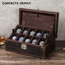 Echtes Leder 6/8/10 Slots Grids Uhr Lagerung Fall Tragbare Vintage Display Uhr Organizer Boxen Luxus Männer beste Geschenk Box