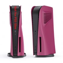 Frontplatte für PS-5 SLim Disc Edition-Abdeckung mit Lüftungsschlitzen für Sony PS-5 Slim, mattierte Wärmeableitungsschale, Rosenrot