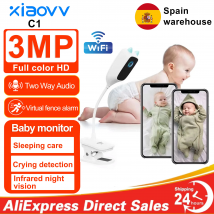 XIAOVV 3MP 2.4GHz WiFi 2k Sicurezza domestica interna Mini telecamera IP Smart CCTV Telecamera per animali Monitor video per bambini Telecamera di sorveglianza 24/7
